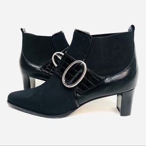 Brighton Trevor Leather Canvas Black Booties